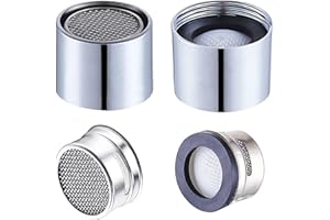 ESPETIO Faucet Aerator Female Thread Chrome Solid Brass Kitchen Faucet Aerators and Bathroom Sink Filter, 55/64in Aerator For Sink Faucet with Gasket for Kitchen and Bathroom(4Pcs)