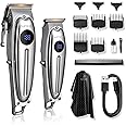 SUPRENT Professional Rechargeable Hair Clipper-Hair Clippers for Men, Cordless Hair Cutting Kit with LED Display (Silver)