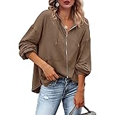 Zatanaroni Womens Zip Up Hoodies Loose fit Sweatshirt Casual Long Sleeve Shirts for Women Pullover Tops With Pocket