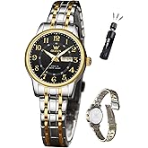 OLEVS Women's Watches Luxury Diamond Arabic Dial Wrist Watch for Women with Date Waterproof Stainless Steel Quartz Ladies Watch