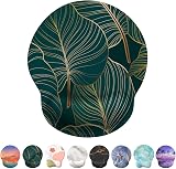 Giecy Mouse Mat Wrist Support Ergonomic Gel Pad Green Palm Leaf