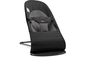 BabyBjorn Bouncer Balance Soft, Woven, Black/Dark Grey | 2-in-1 Adjustable Baby Bouncer Seat and Toddler Chair, Newborn to To