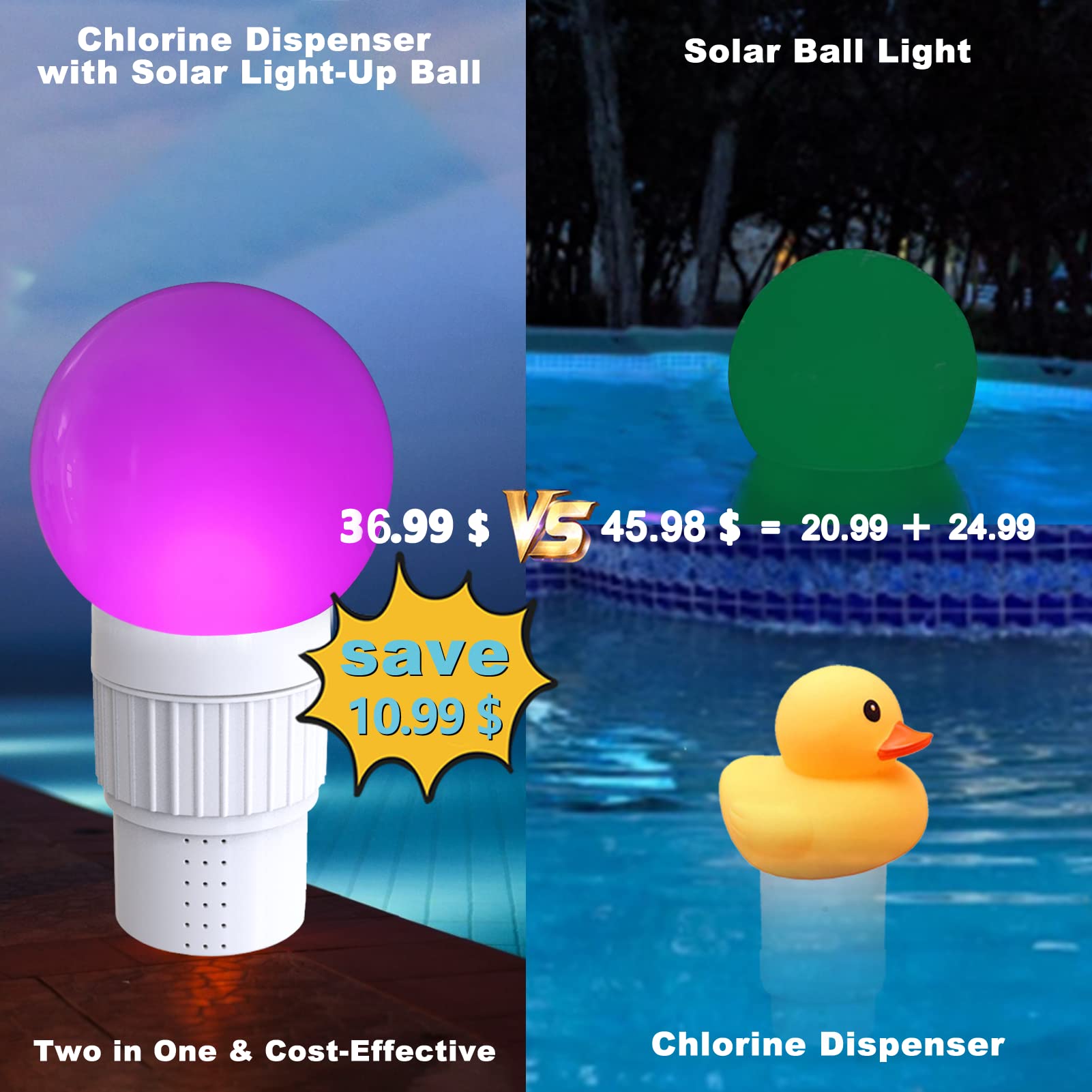 KingSom Pool Chlorine Dispenser Floater,Spa Chemical Dispenser with