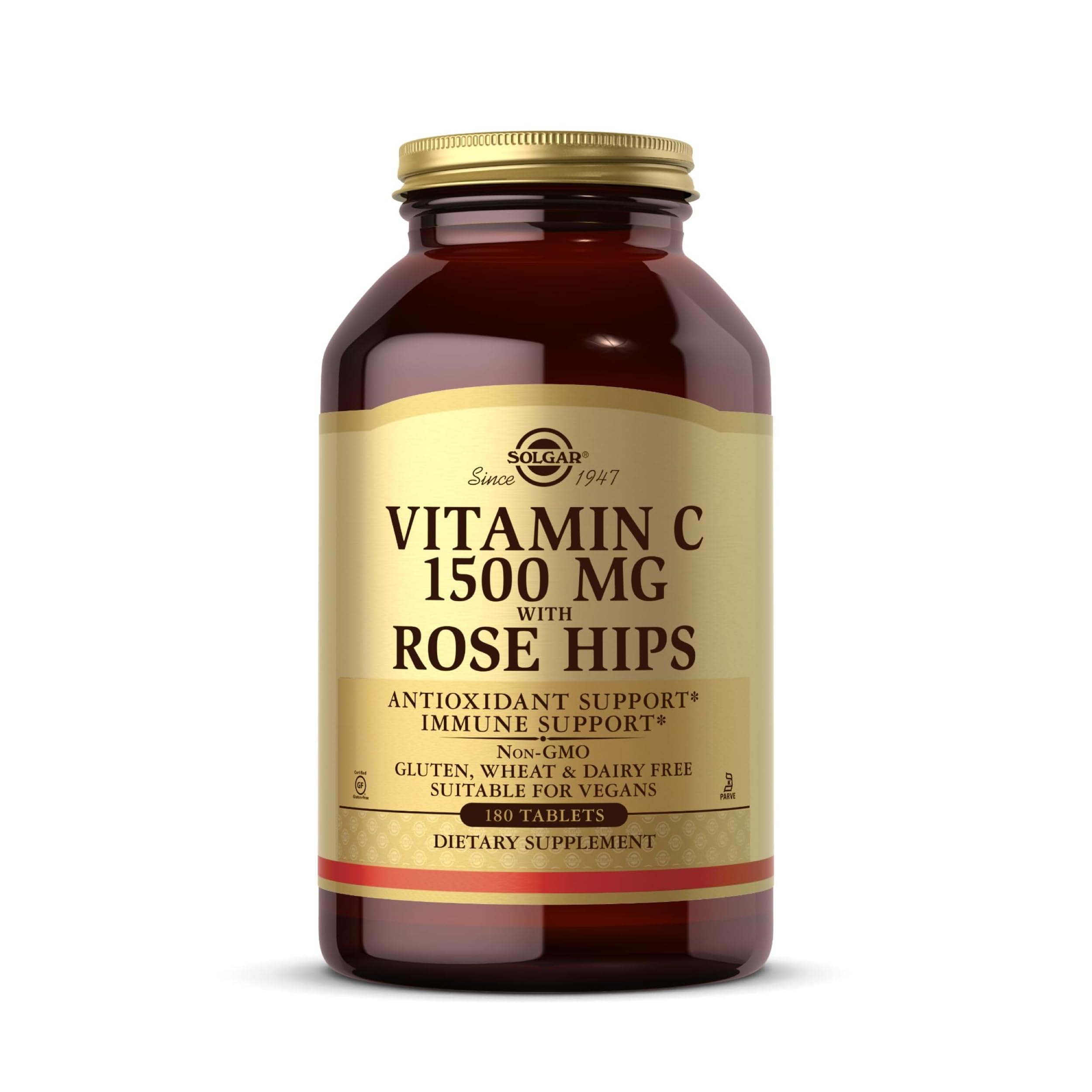 Solgar Vitamin C 1500mg with Rose Hips - Healthy Immune System - Antioxidant - Vegan - 180 Tablets