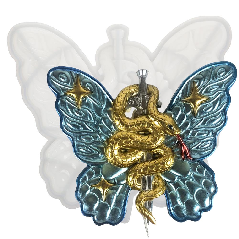 YYlingx Snake Butterfly Resin Silicone Mould,Wall Decor Mould Resin Casting Mould for DIY