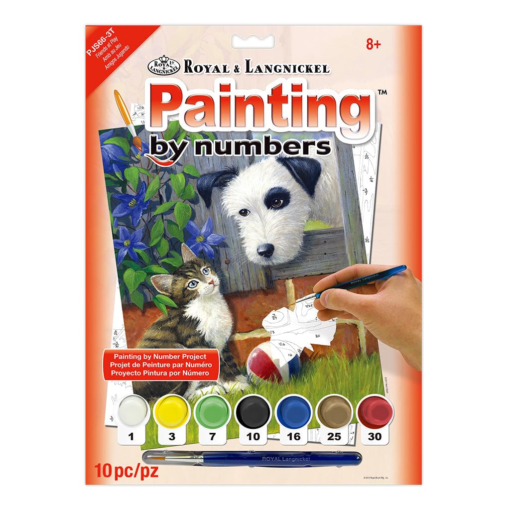 Royal & Langnickel 11 x 15 inch Friends at Play Pre-Printed Paint by Number Painting Set