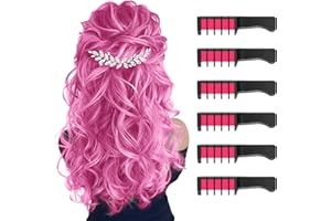 MSDADA Pink Hair Chalk - Temporary Bright Washable Hair Color Comb for Kids - Fluorescent