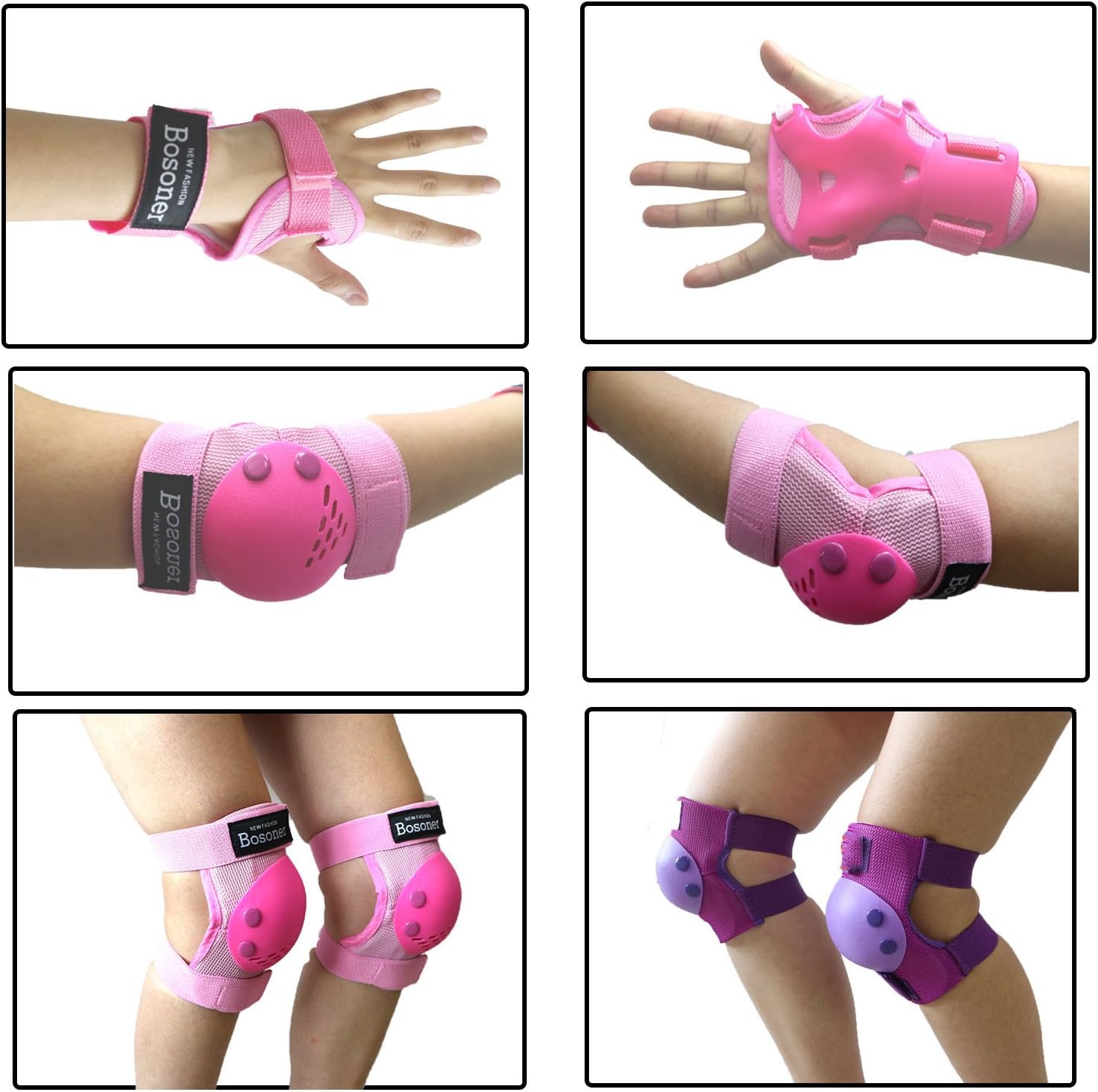 BOSONER Kids/Youth Knee Pad Elbow Pads Guards Protective Gear Set for Roller Skates Cycling BMX Bike Skateboard Inline Skatings Scooter Riding Sports, Wrist Guards Toddler for Multi-Sports Outdoo : Sports & Outdoors