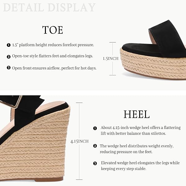 VICKI·VICKI WOMEN’S WEDGES SANDALS PLATFORM WEDGE HEELS ESPADRILLES WOMEN SHOES SANDALS BLACK SIZE 11