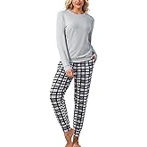 ENJOYNIGHT Womens Pajamas Set Long Sleeve Loungewear 2 Piece Pjs Sets with Pockets