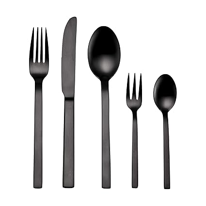 Echtwerk EW-BS-1120S Tafelbesteck Milos Black Edition, PVD schwarz mattiert, 30-teilig, für 6 Personen, Edelstahl 18/10, Best