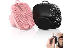 QIAKEOO 2 Pack Face Scrubber,Silicone Facial Cleansing Brush for Men & Women,Reusable Gentle Facial Waterproof Cleansing Skin Brush Exfoliating Scrubber for Sensitive Skin (Black/Pink)