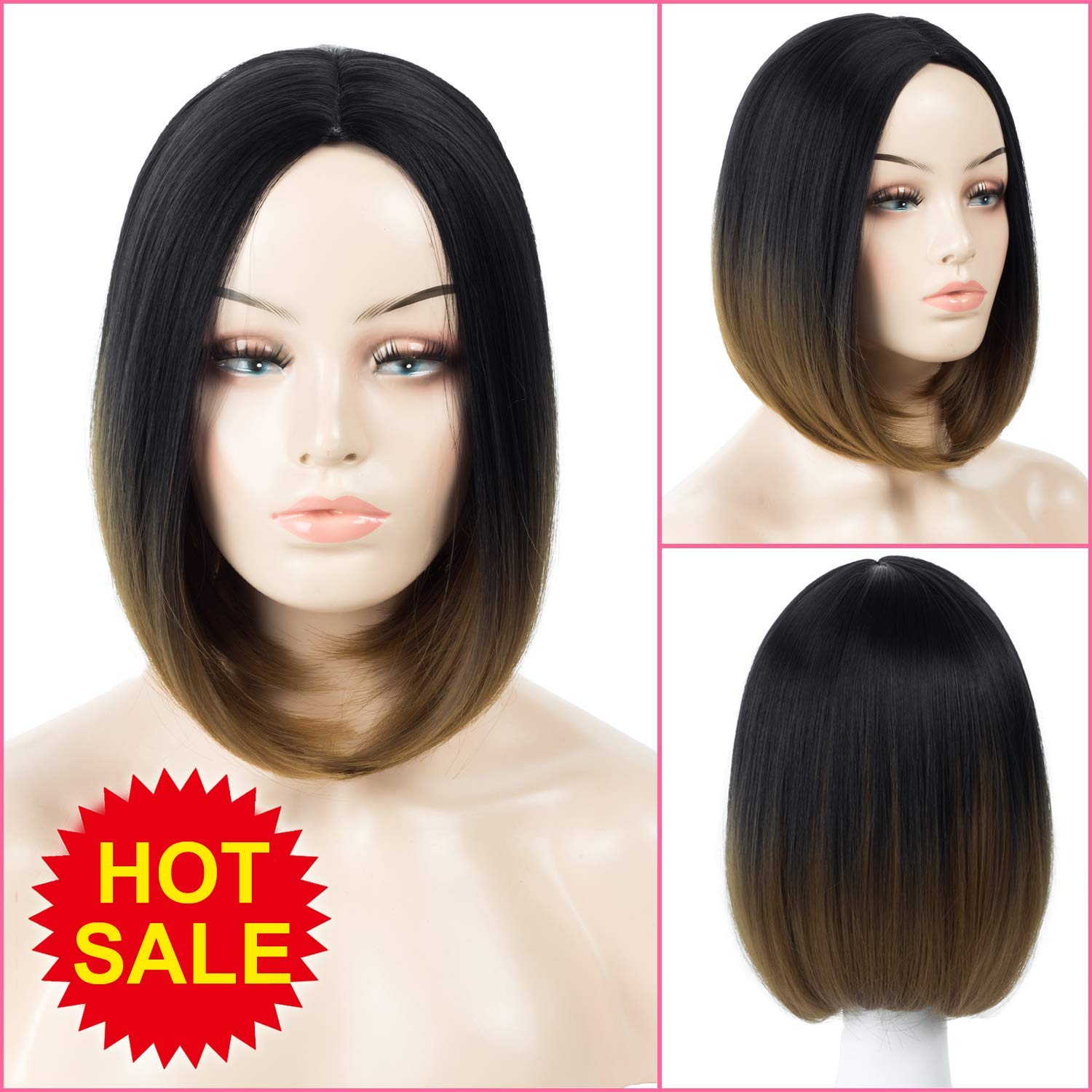 Buy Hrclever 1b 27 Short Bob Hair Wigs Ombre 1b 27 Color Two Tone