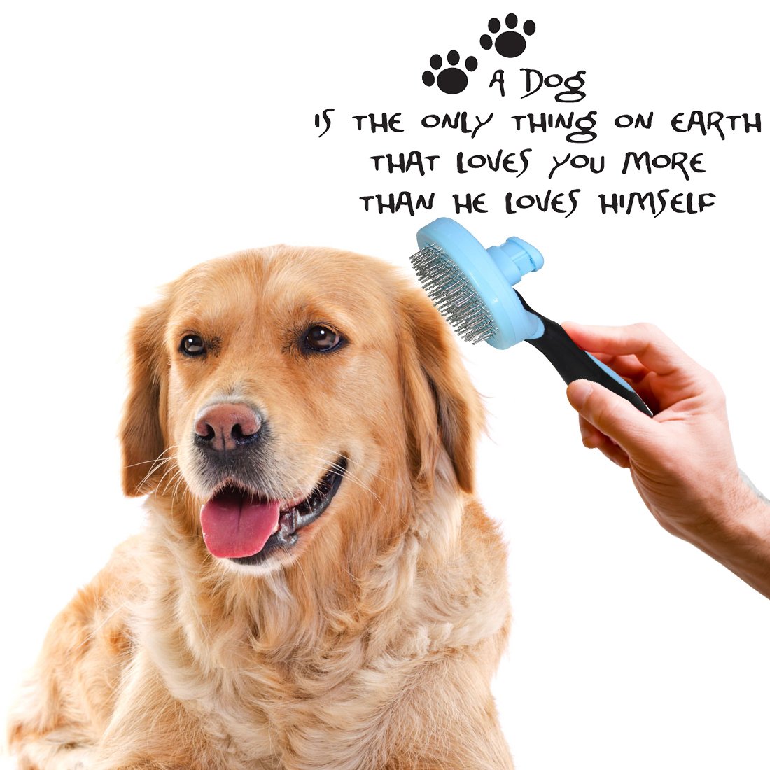 JAchoice Slicker Brush Self Cleaning Pet Grooming Comb Long Hair Pets Brush Ball Type Stainless Steel Comfortable & Safe Pet Hair Removal Brush for All Dogs Cats Rabbits with Long Thick Hair