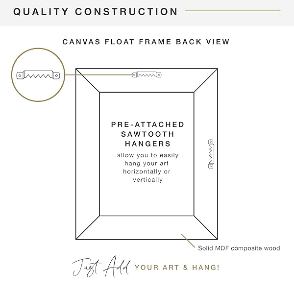 MCS CANVAS FLOAT FRAMES 16X20 FRAME, NATURAL WOODGRAIN FOR FINISHED CANVASES, VERTICAL & HORIZONTAL WALL HANGING LARGE WITH ADHESIVE FOR CANVAS PAINTINGS (1-PACK)