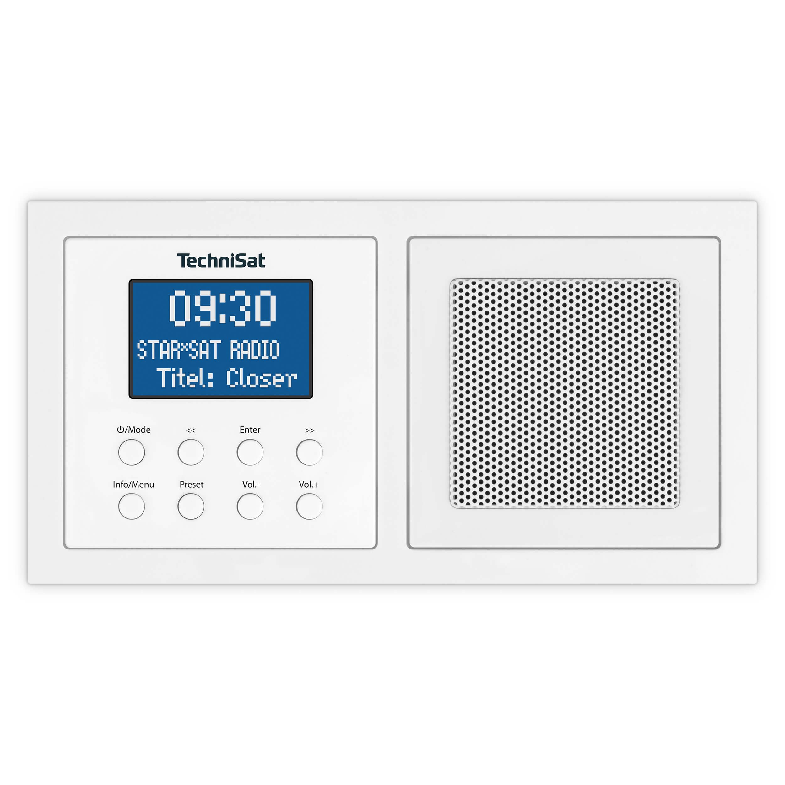 TechniSat DIGITRADIO UP 1 - DAB+ Unterputzradio zur Anbringung in jeder Doppel Unterputzdose (DAB, UKW, Bluetooth-Empfang, dimmbares LCD-Display, Wecker, Sleeptimer, 2 Watt RMS, Equalizer) weiß