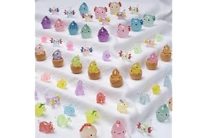 ZMRU 36 Types Luminous Mini Resin Dinosaurs, Tiny Dinosaurs Glow in the Dark, Small Plastic Dinosaurs Figures for Dollhouse, Potted, Miniature Landscape Ornament,Cake Topper