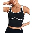 RUNNING GIRL Sports Bras for Women,Longline Workout Crop Tank Tops Padded with Built in Shelf Padded Sports Bra