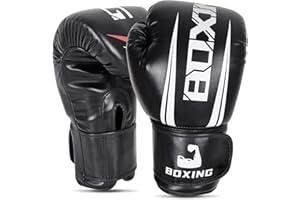 BEWOLK Boxing Gloves Men, Boxing Training Sparring Gloves，Muay Thai, Heavy Punching Bag Gloves 12 OZ，Black2