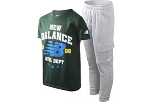 New Balance Boys' Active Jogger Set - Short Sleeve Performance T-Shirt and Sweatpants Set (2 Piece)