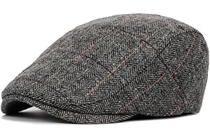 Anshili Men's Flat Cap Winter Newsboy Gatsby Plaid Cotton Blend Beret