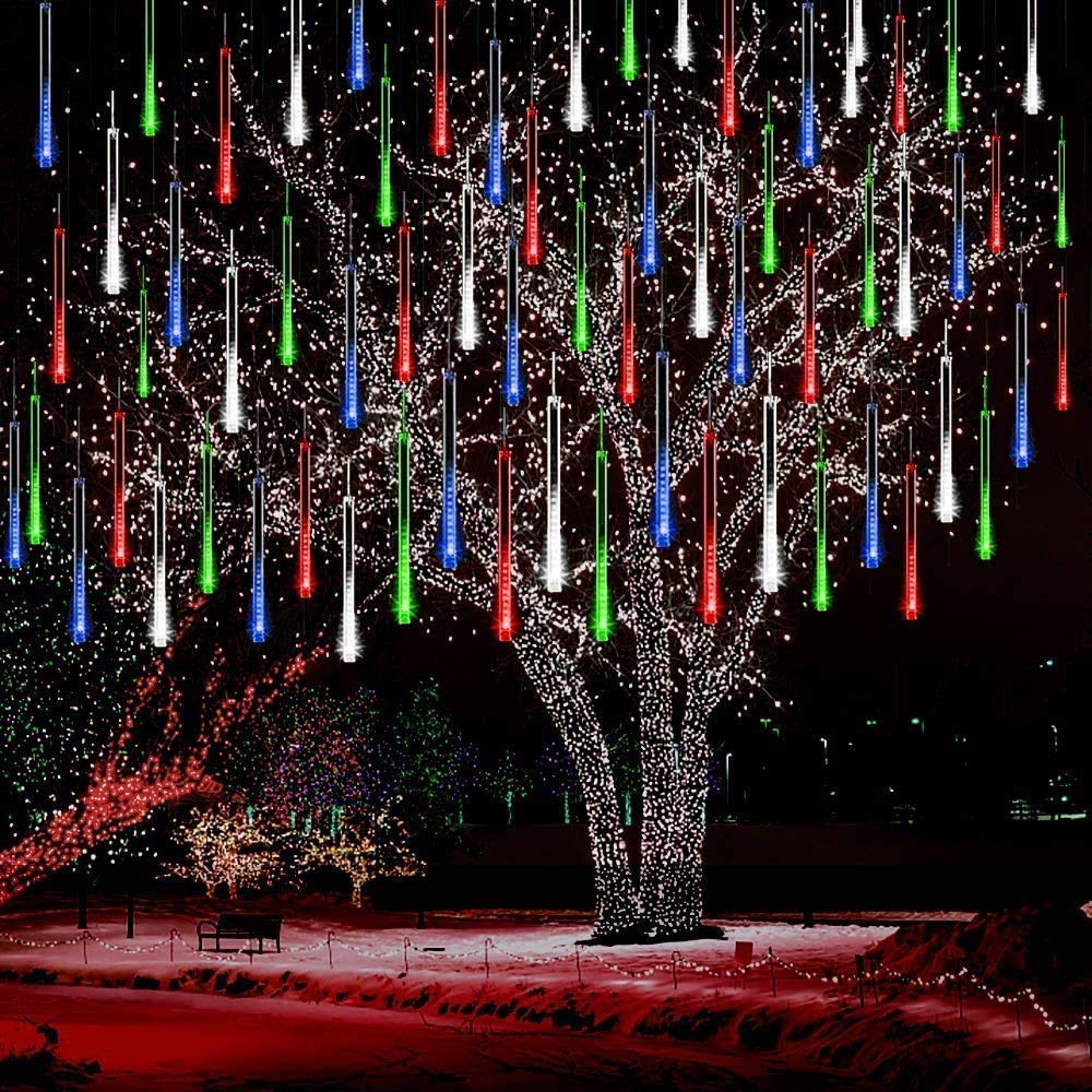 Rain Lights, EONANT 30cm 10 Tubes 360LEDs Solar Falling Lights Meteor Shower Lights Rain Drop Lights for Trees Parties Wedding Garden House Decoration (Multicolor)
