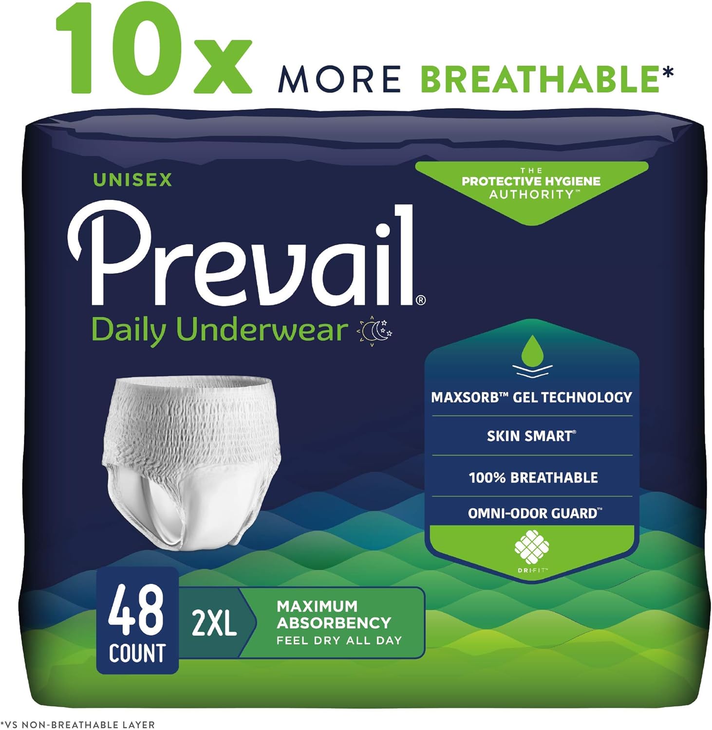 Prevail Incontinence Protective Underwear, Maximum Absorbency, 2X-Large, 48 Count: Health & Personal Care