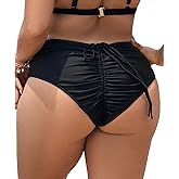 Leoparts Plus Size Women's Bikini Bottom High Waisted Drawstring Swimsuit Bottoms Ruched Full Coverage Bathing Suit Briefs