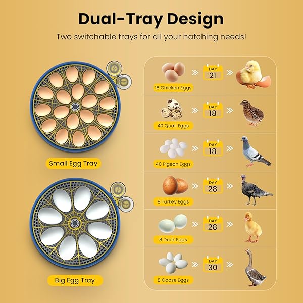 KANAD INCUBATORS FOR HATCHING EGGS, 18 EGG INCUBATOR WITH AUTOMATIC TURNING AND HUMIDITY CONTROL, DUAL TRAYS & AUTO WATER REFILL, 360° VIEW INCUBATOR FOR CHICKEN, DUCK, QUAIL EGGS