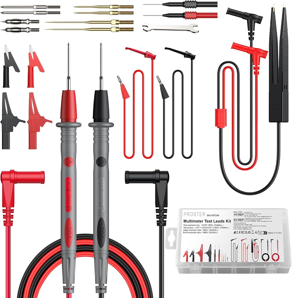 Proster 24 in 1 Multimeter Test Lead Kit with Replaceable Probes Case