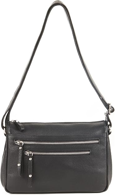 black zip handbag