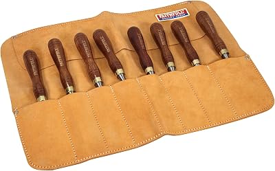 Faithfull Suede Leather Chisel Roll 8 Pocket Tool Organizer Tan Water Resistant