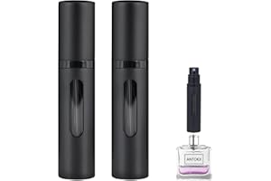 ANTOKX Perfume Travel Refillable Bottle - 2-Pack 5ML Pocket Perfume Atomizer, Travel Perfume Atomizer Refillable Perfume Spray Bottle, Portable Perfume Sprayer (Black & Black)