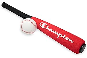 Champion Toddler Baseball Set (Red/Black), Big Fly Foam Bat and Soft Ball Kit for Kids Ages 3+, Oversized 24” Lightweight Bat