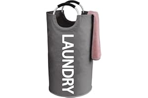 WOOHA 95L Large laundry basket,Collapsible laundry hamper, Tall Clothes Baskets Folding Washing Bin Foldable Fabric Hamper Bags for Bedroom, Closet,Bathroom,College,laundry bag,Grey