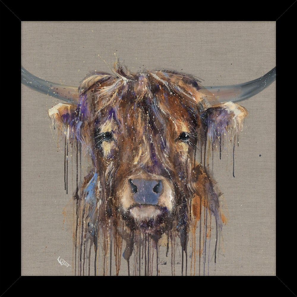 Artko Small Framed Print - Sid the Highland Cow by Louise Luton