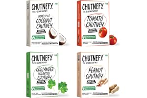 Chutnefy Coconut, Tomato, Coriander & Peanut Chutney Combo | Pack of 4 * 2.6oz (Dry) | Serves 4 - 5 (~7.4/10.1fl oz) Each | Ready to Eat Instant Chutney - Just Add Water | Zero Artificial Ingredients