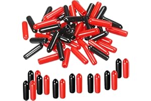 MECCANIXITY 100pcs Rubber End Caps Cover Assortment 2.5mm PVC Vinyl Screw Thread Protector for Screw Bolt Black Red