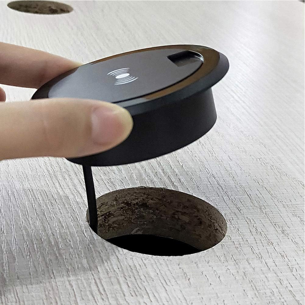 Desk Wireless Charger, 5W/10W Fast QI Wireless Charging Station with Table Desk Grommet Hole USB Cable, for Home and Office, Wireless Charger for iOS/Andriod Phone