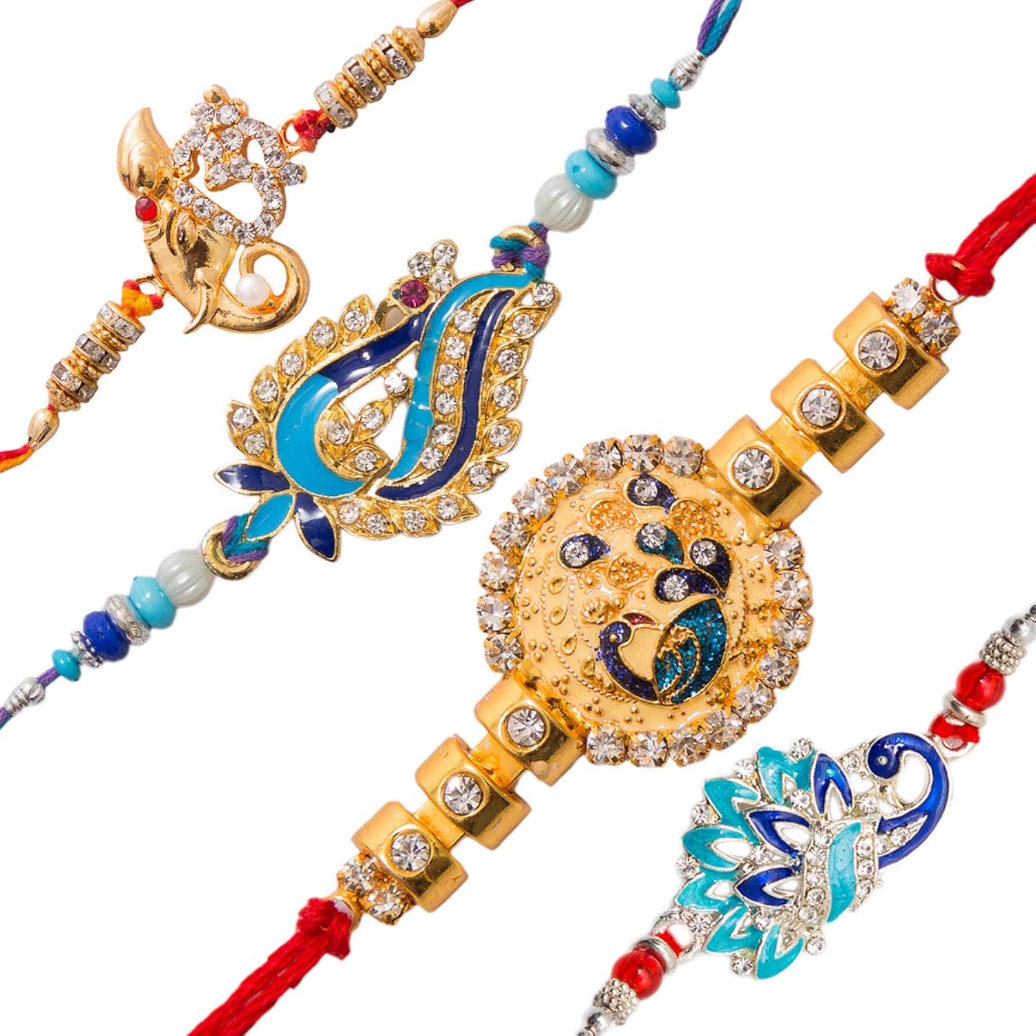 elegant golden rakhi/band for beloved brother (rakhi combo of 4)