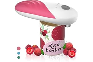 HAUSHOF Auto Electric Can Opener with Battery, One Press to Open Any Size Can, Automatic, Hands Free, Smooth Edge, Food-Safe,