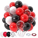 Patimate Red Black Balloons Set, 50 pcs 12 inch