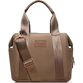 Omanmoli Insulated Lunch Bag Lunch Box for Women Large Neoprene Crossbody Lunch Tote Bag Cooler Bag for Work Picnic Travel with Adjustable Shoulder Strap(Brown)