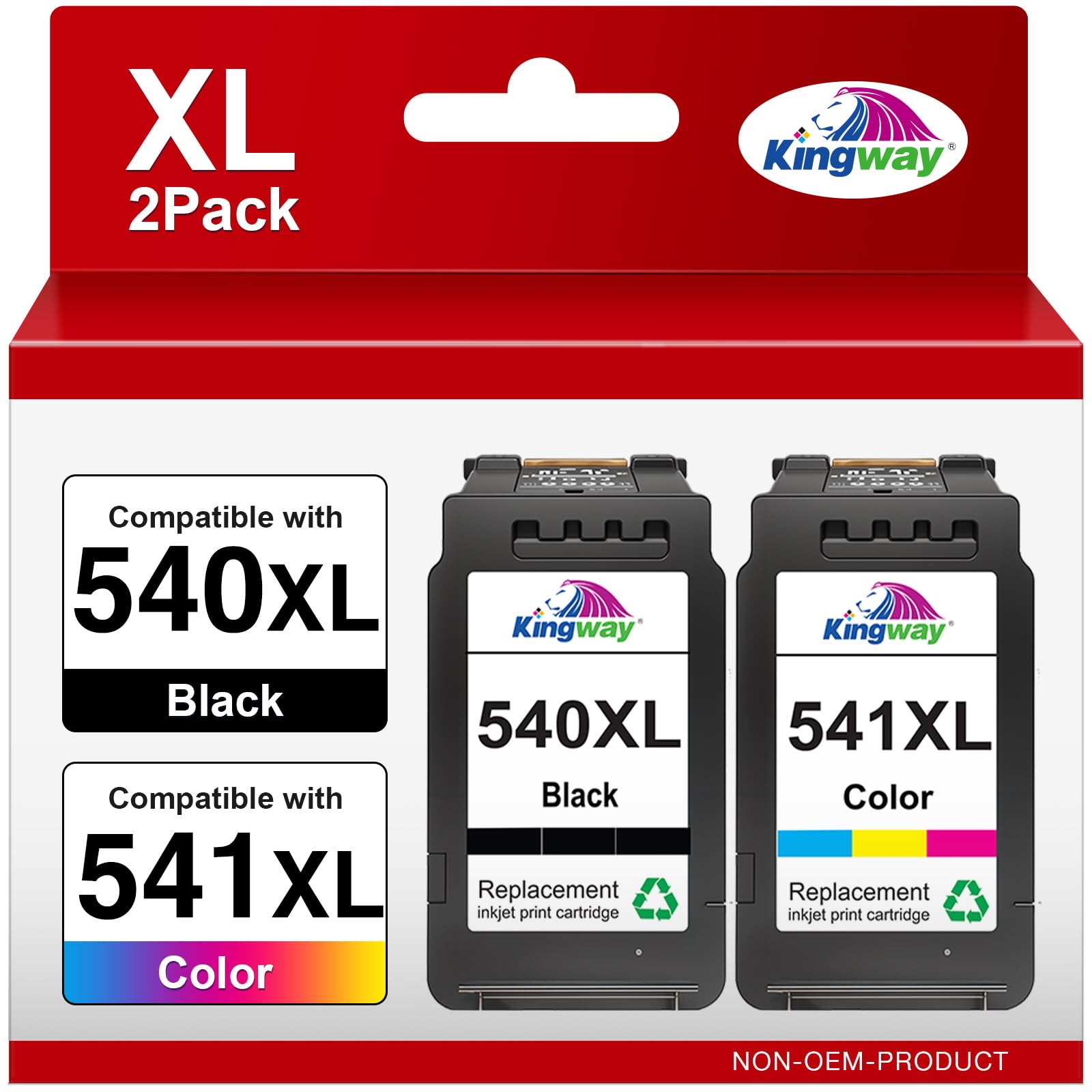 540XL 541XL Ink Cartridges Twin Pack, Replacement for Canon 540 and 541 Ink Cartridges PG-540XL Black CL-541XL Colour, Compatible with Pixma TS5150 TS5151 MG3650S MG3600 TS5100 MG3650 MG4250 MX475