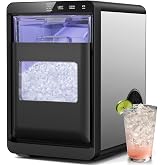 Ice Makers Countertop, 44lbs/24H Self-Cleaning LCD Display Nugget Ice Maker | ETL Approval Stainless Steel Pellet Ice Maker, 5-15 Minute Fast Ice Making, Chewable Ice Maker for Home/Kitchen/Office