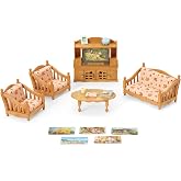 Calico Critters - Comfy Living Room Set - Dollhouse Furniture Sets | Gather the family for movie night - a plush sofa scene with homey details for everyday storytelling moments, Ages 3+