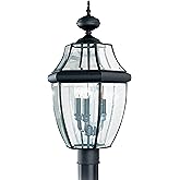 Sea Gull Lighting 8239-12 Lancaster Outdoor Post Lantern Outside Fixture, 24'' Height, Black
