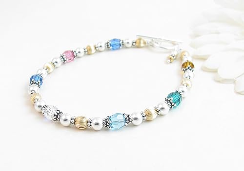 gold family birthstone bracelet