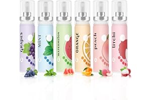 6PCS Fresh Breath Spray,Fruity Flavour Mouth Spray Fresh Breath Freshener Spray Set,Peaches,Oranges,Watermelon,Grapes,Lychee,
