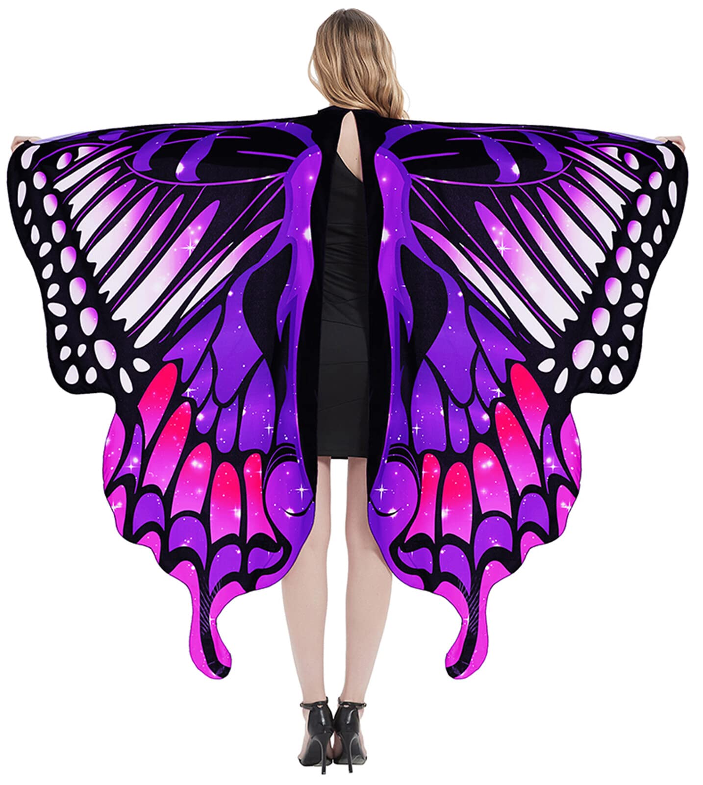 Butterfly Costume for Women Fairy Wings Butterfly Wings Shawl Fairy Ladies Halloween Party Costume Accessory Cosplay Soft Butterfly Cape Costume Ladies Purple Gradient